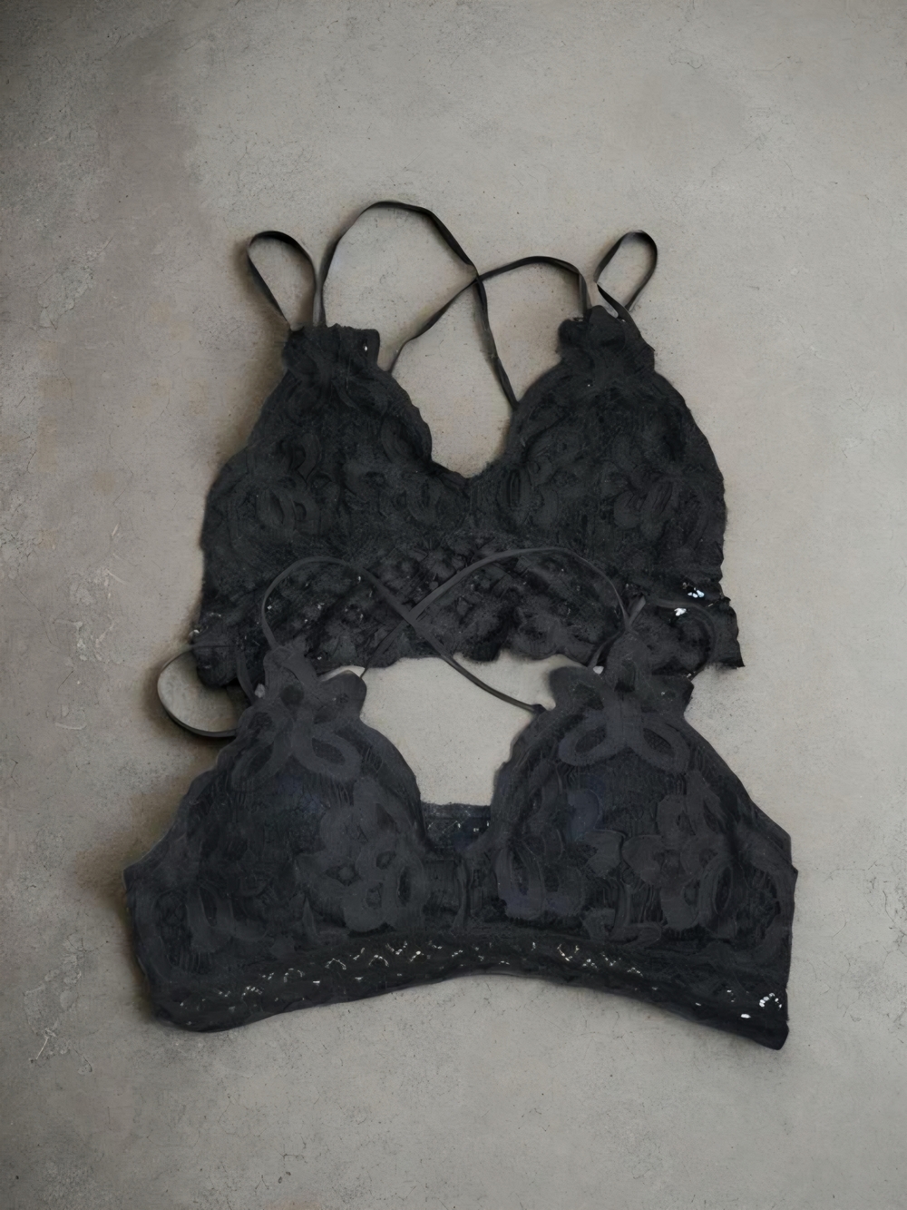 Set Of 2 Black Lace Bralettes